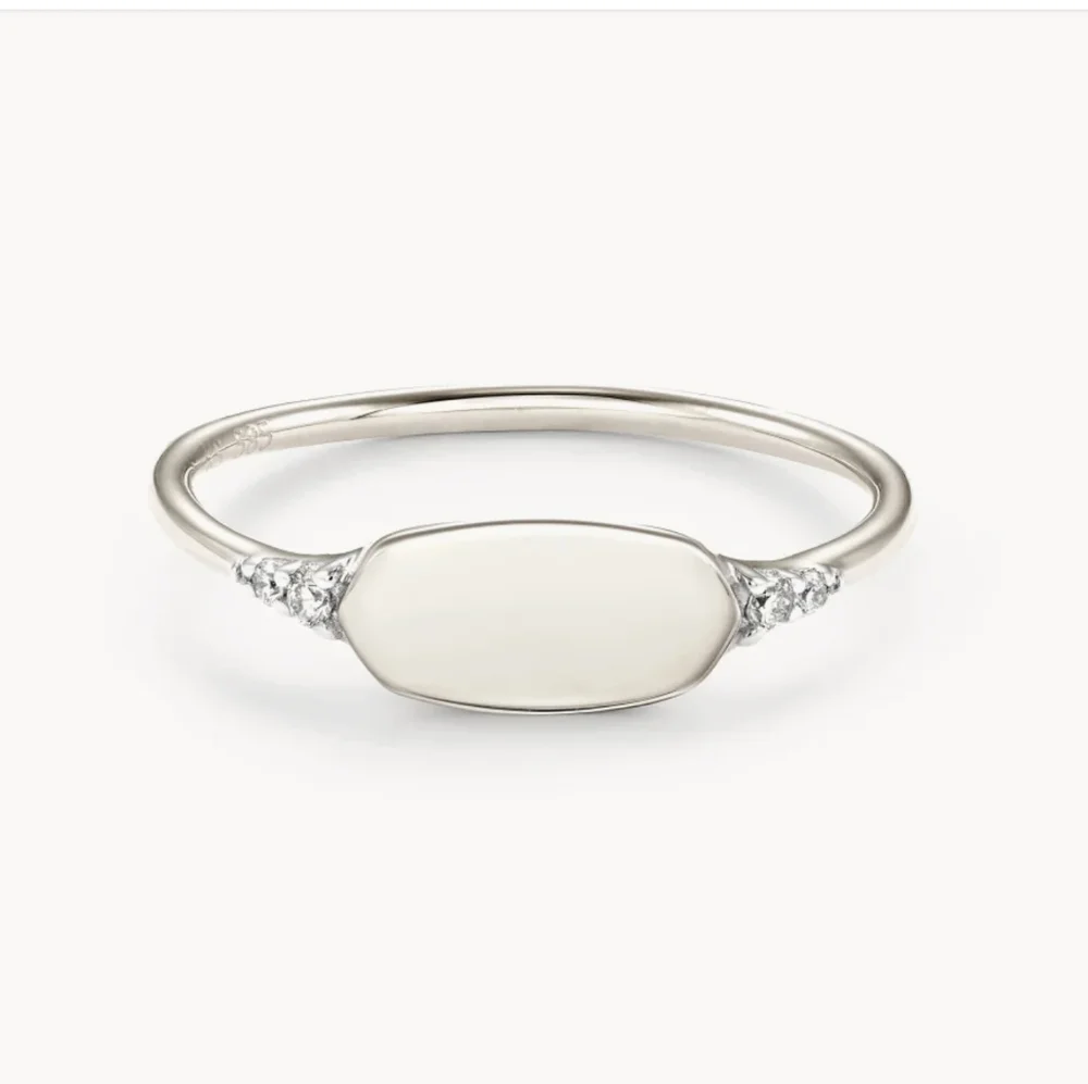 New Kendra Scott Fern 14k White Gold Band Ring in White Diamond - Picture 2 of 11